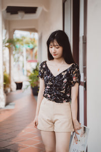 KRYSTAL 2-WAY FLORAL TOP (BLACK)