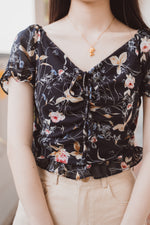 Load image into Gallery viewer, KRYSTAL 2-WAY FLORAL TOP (BLACK)
