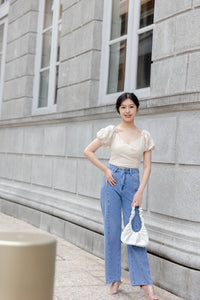 CASSIE EMBROIDERY OFF-SHOULDER TOP IN BEIGE