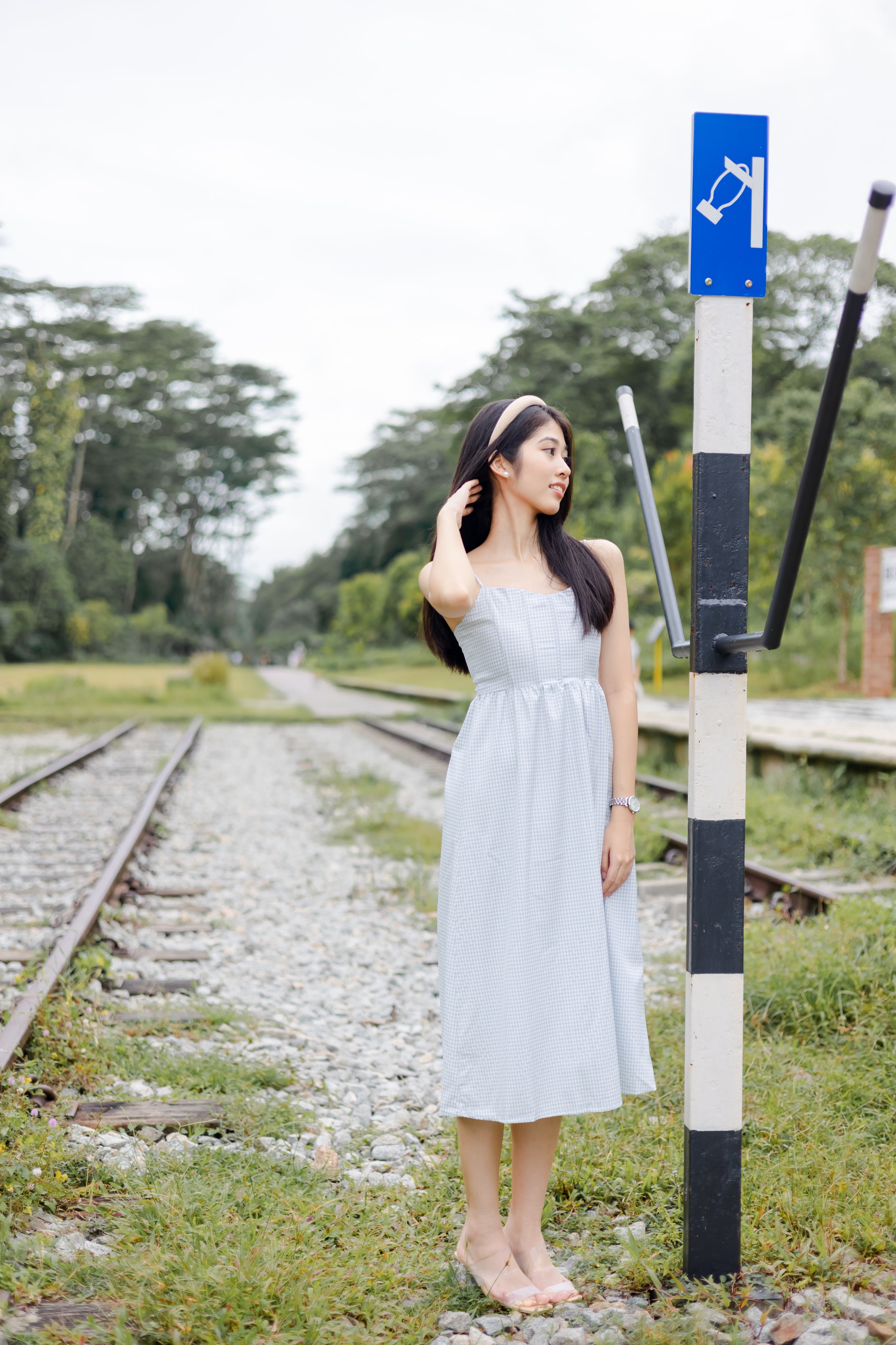 MAYBELLE FISHBONE CORSET MIDI DRESS IN BABYBLUE