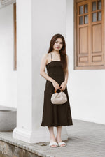 Load image into Gallery viewer, COEN TIE-BACK MIDI DRESS IN BLACK
