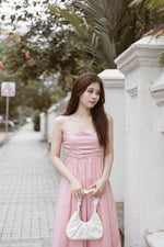 Load image into Gallery viewer, VICKY RUCHED MIDI DRESS IN PINK
