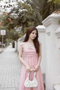 VICKY RUCHED MIDI DRESS IN PINK