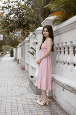 Load image into Gallery viewer, VICKY RUCHED MIDI DRESS IN PINK
