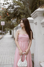 Load image into Gallery viewer, VICKY RUCHED MIDI DRESS IN PINK
