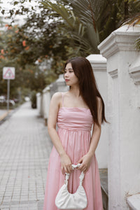 VICKY RUCHED MIDI DRESS IN PINK