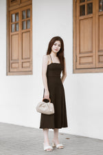 Load image into Gallery viewer, COEN TIE-BACK MIDI DRESS IN BLACK
