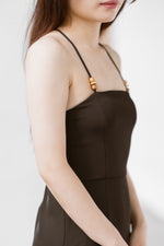 Load image into Gallery viewer, COEN TIE-BACK MIDI DRESS IN BLACK
