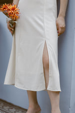 Load image into Gallery viewer, COEN TIE-BACK MIDI DRESS IN BEIGE
