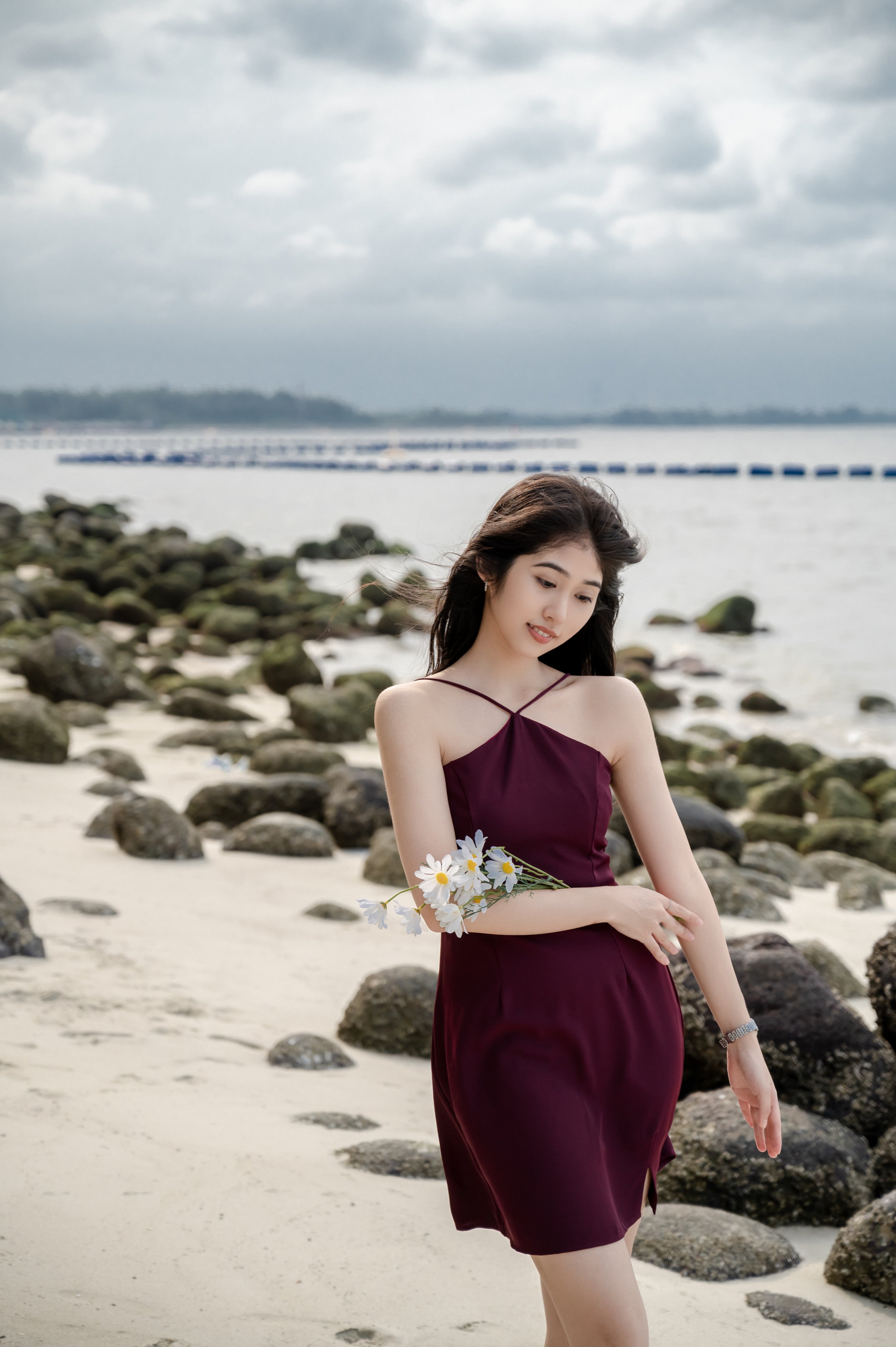 JOIE MINI HALTER DRESS IN MAROON