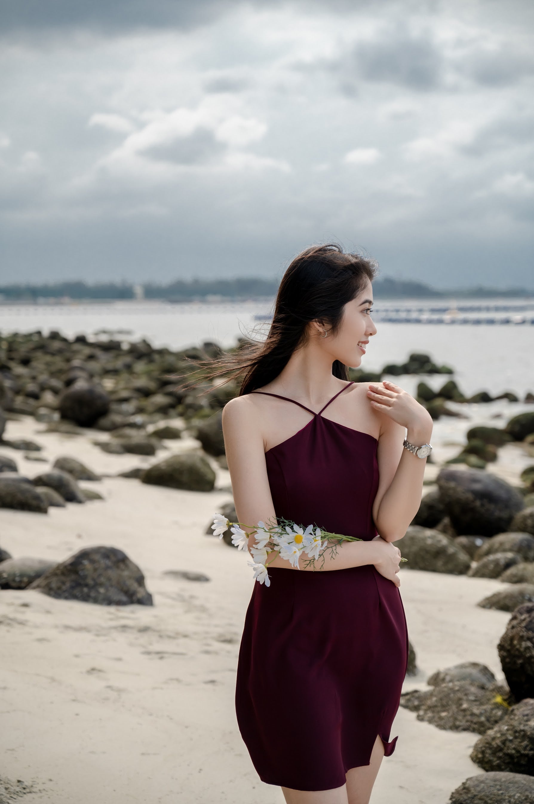 JOIE MINI HALTER DRESS IN MAROON